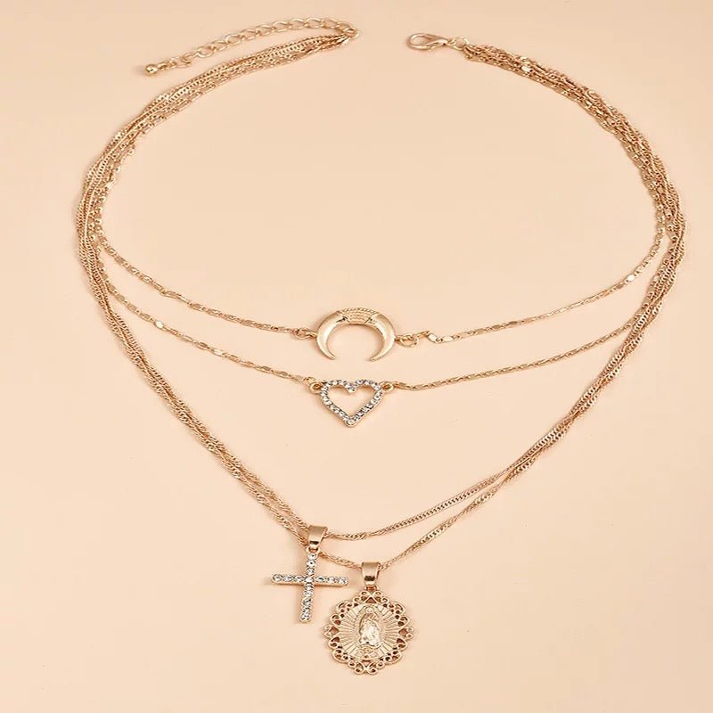 Virgin Mary Layered Pendant Necklace - UntamedEgo LLC.