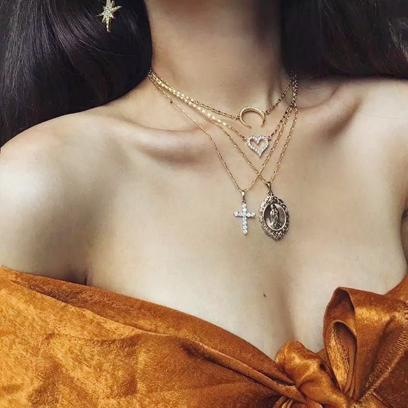 Virgin Mary Layered Pendant Necklace - UntamedEgo LLC.
