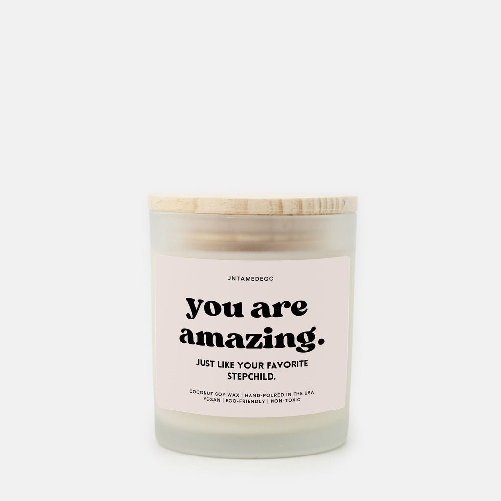 You Are Amazing Just Like Your Favorite Grandchild Frosted Glass Jar Candle - UntamedEgo LLC.